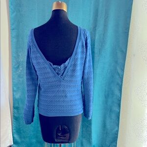 Sezanne Blue Knit V-Neck Sweater